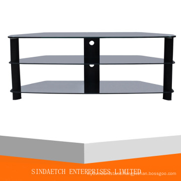 Aluminum Oval Tempered Glass LCD TV Table for Big Television